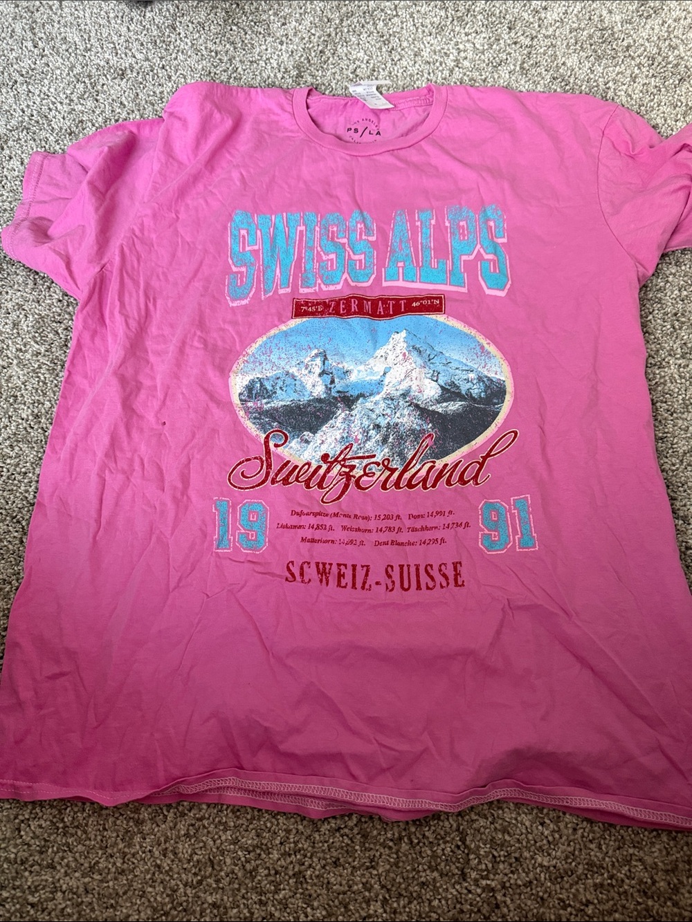 PacSun Pink Swiss Alps Graphic Tee